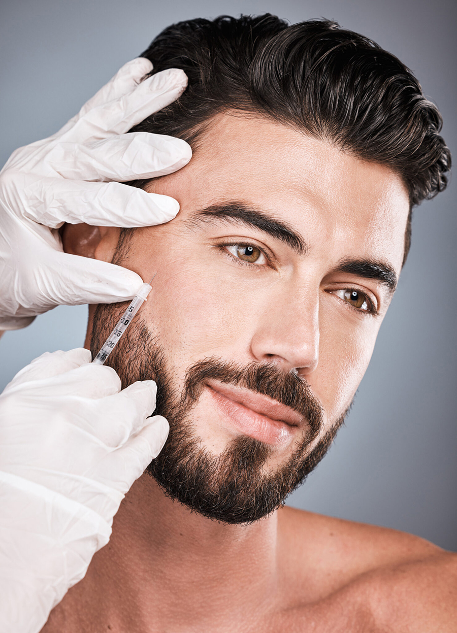 Man receiving Vampire Facelift